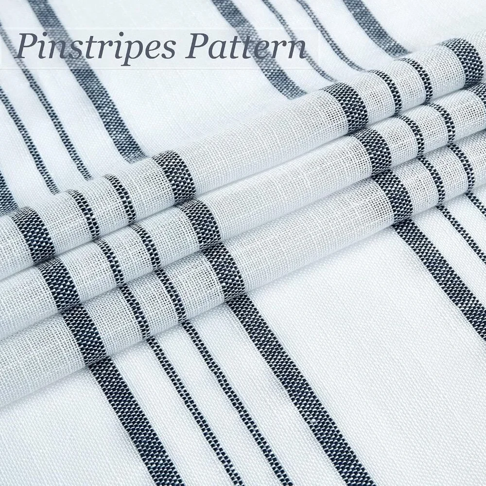 SXZJTEX Blue & White Striped Cafe Curtains | 84